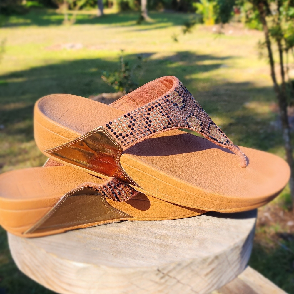 Fitflop Brown Rhinestone Sandals, Size10 - Picture 5 of 8